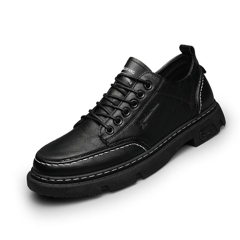 Męskie Wygodne Buty Z Okrągłym Noskiem Oksfordzie Sznurowane Obuwie