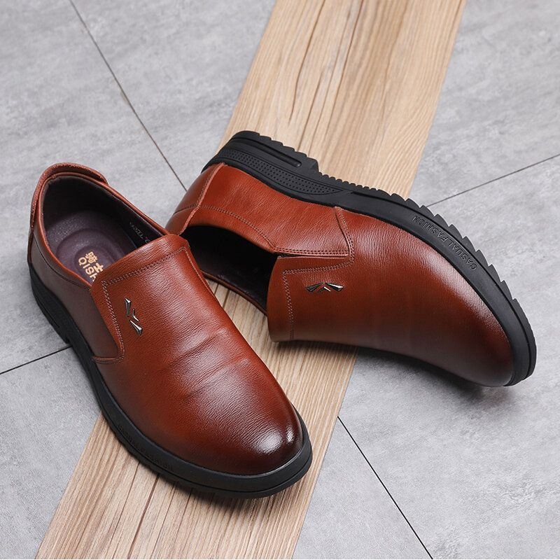 Męskie Wygodne Oryginalne Skórzane Antypoślizgowe Buty W Stylu Casual