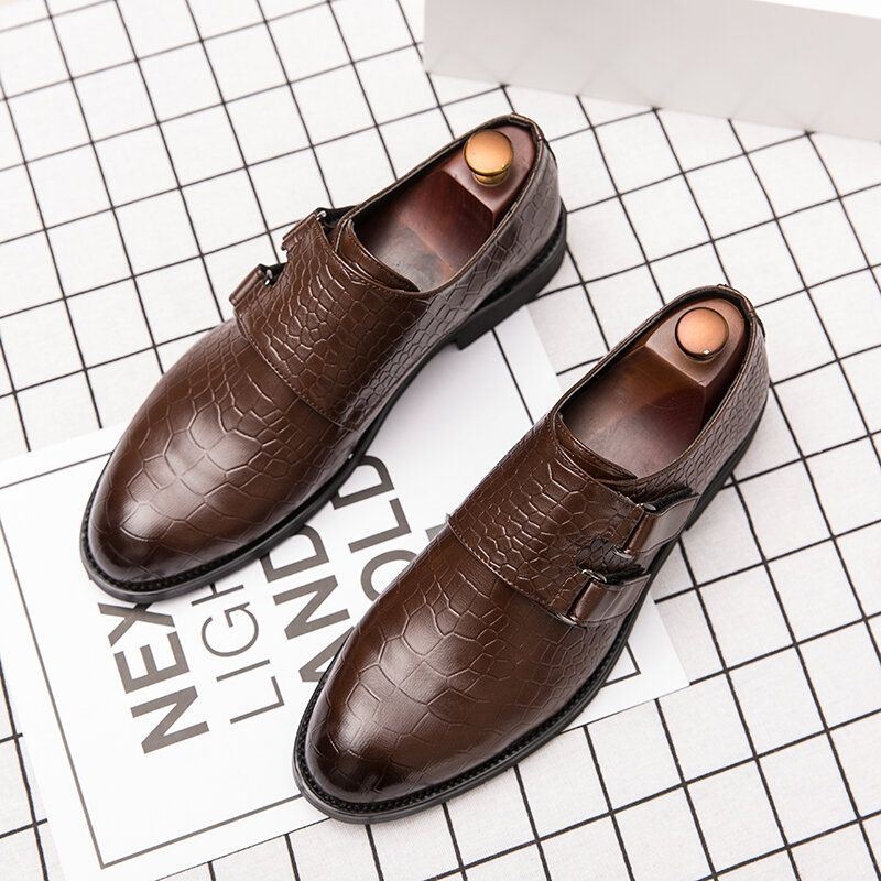 Męskie Wygodne Tłoczone Antypoślizgowe Miękkie Haczykowe Pętelki Business Casual Delikatne Buty