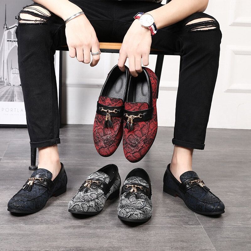 Moda Męska Floral Print Casual Miękkie Skórzane Mokasyny