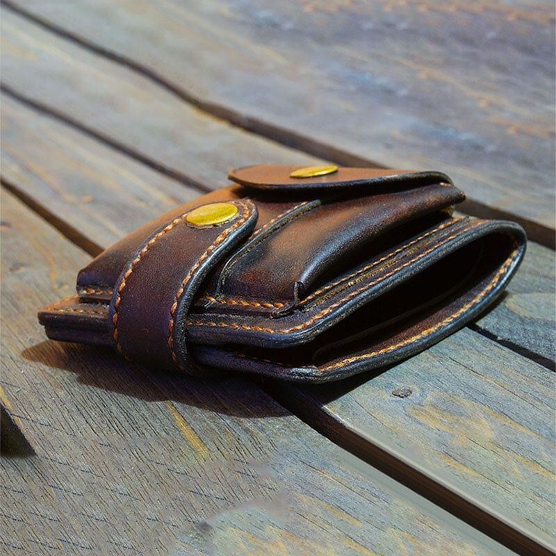 Mężczyźni Prawdziwej Skóry Bifold Multi-card Slot Posiadacza Karty Rocznika Edc Monety Torba Pas Pochwa Portfel Talii Torba