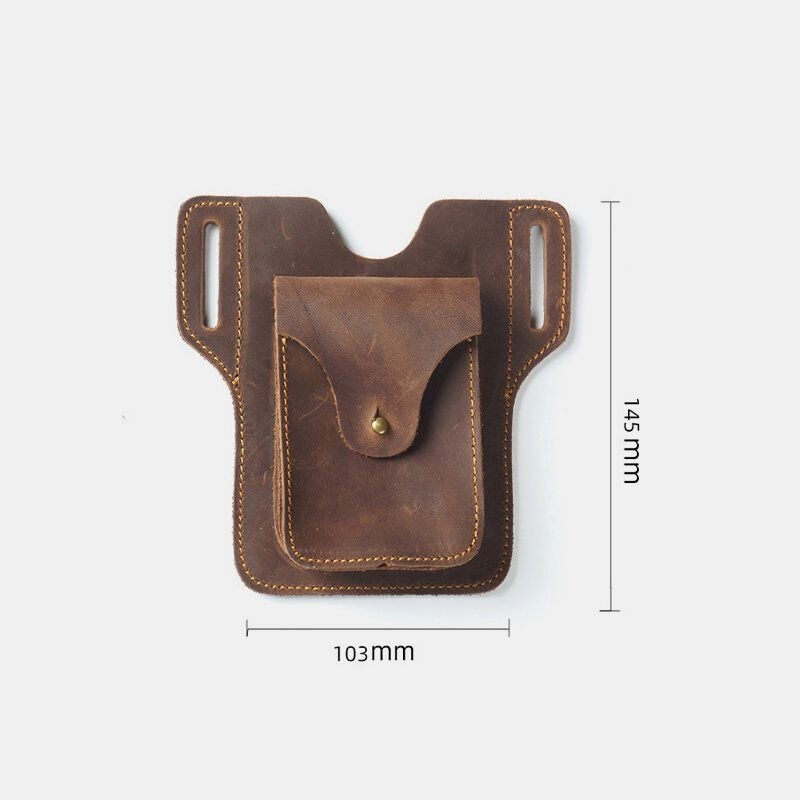 Mężczyźni Prawdziwej Skóry Retro Solidna Łatwa Do Przenoszenia Outdoor Sport Running 7.2 Cal Torba Do Przechowywania Telefonu Saszetka Biodrowa Z Szlufką Na Pasek