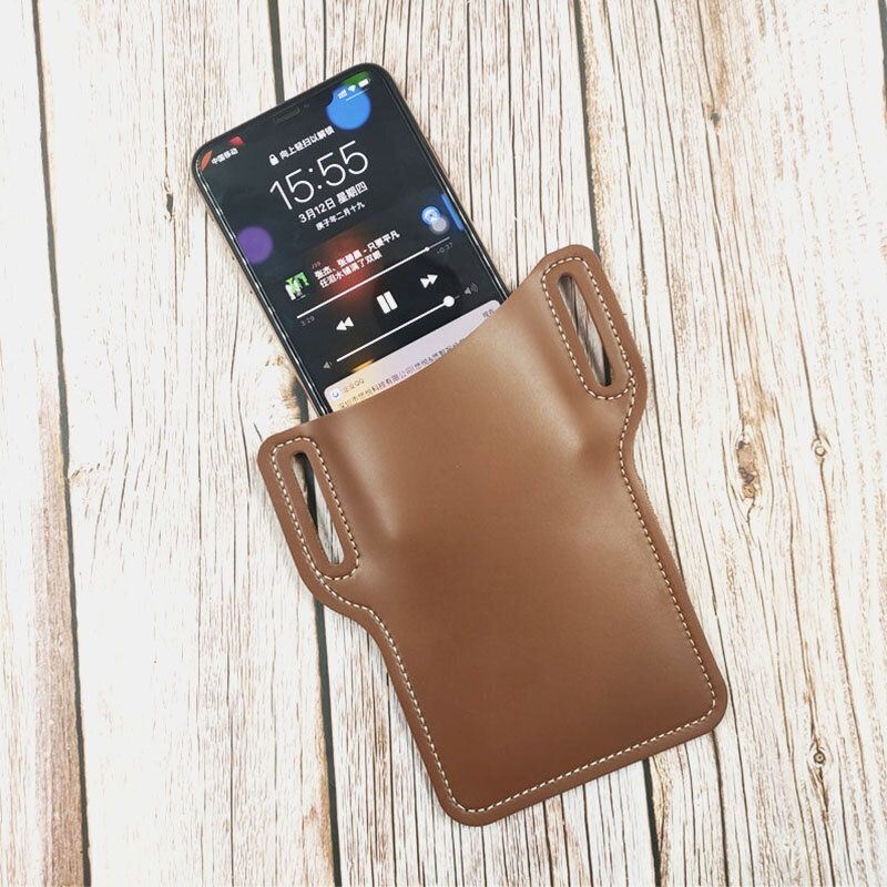 Męska Torba Na Telefon Ze Sztucznej Skóry W Jednolitym Kolorze Retro Łatwa Do Przenoszenia Torba Na Talię Edc Torba Na Pasek Z Szlufką Na Pasek