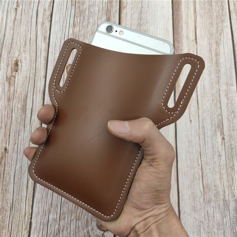 Męska Torba Na Telefon Ze Sztucznej Skóry W Jednolitym Kolorze Retro Łatwa Do Przenoszenia Torba Na Talię Edc Torba Na Pasek Z Szlufką Na Pasek