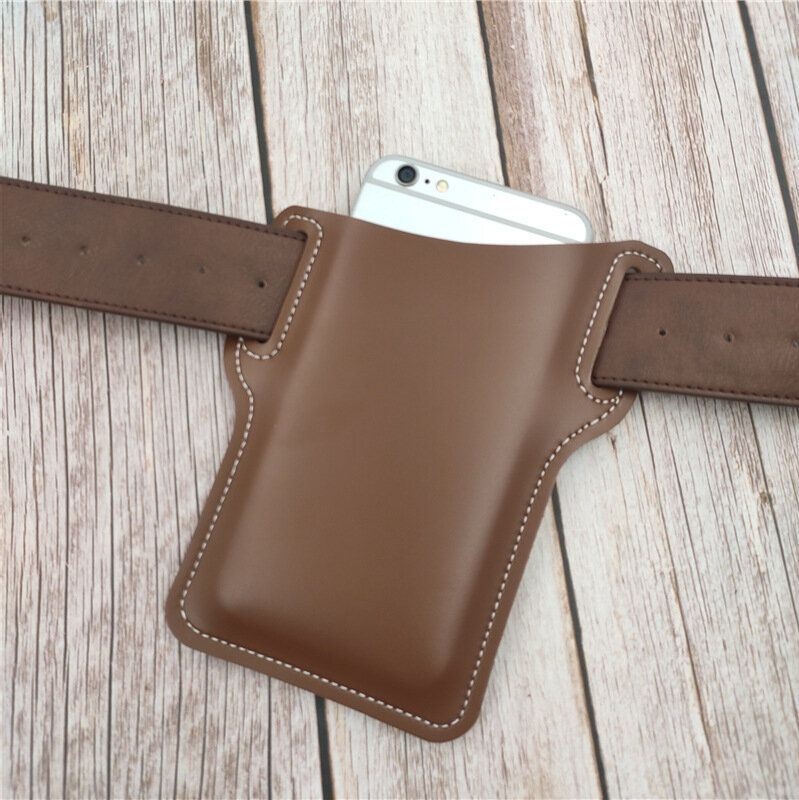 Męska Torba Na Telefon Ze Sztucznej Skóry W Jednolitym Kolorze Retro Łatwa Do Przenoszenia Torba Na Talię Edc Torba Na Pasek Z Szlufką Na Pasek
