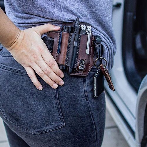 Męska Torba Z Prawdziwej Skóry Edc Z Pętlą Na Pasek W Talii Multitool Z Osłoną Na Pasek W Talii