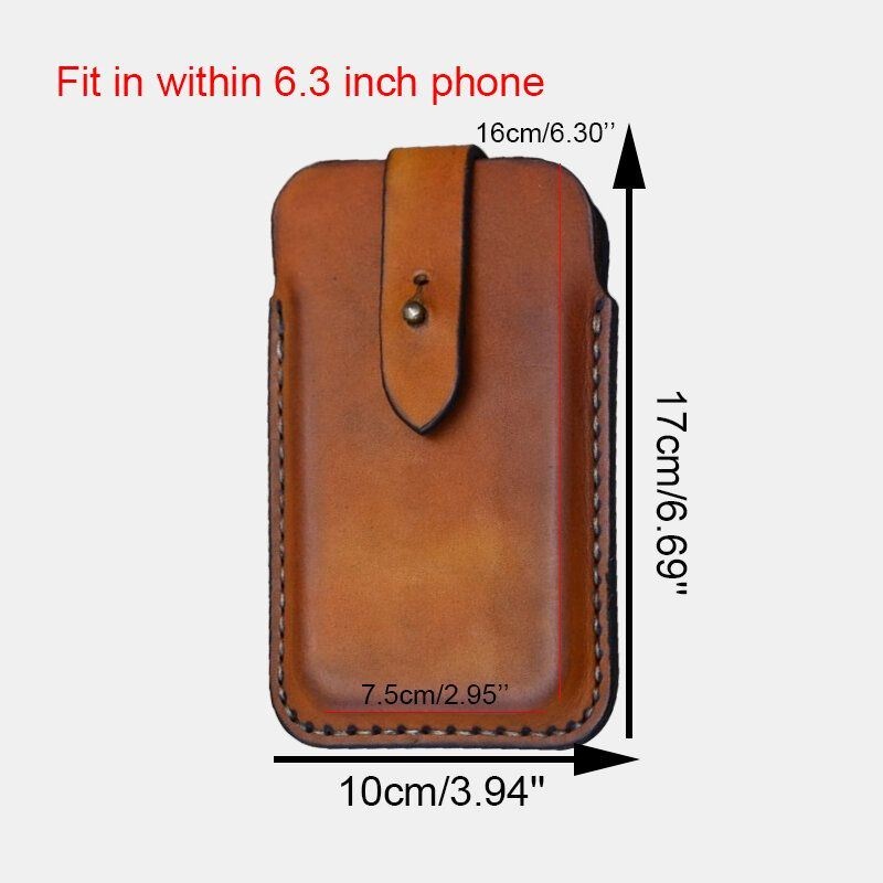 Męska Torba Z Prawdziwej Skóry Retro Solidna 6.3-calowa Torba Na Telefon W Talii