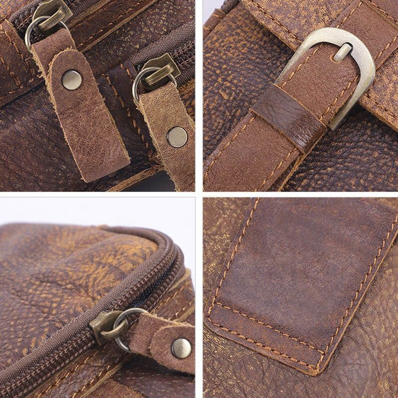 Męskie Oryginalne Skórzane Wielofunkcyjne Etui Na Telefon W Stylu Vintage 6.3 Cala Odporne Na Zużycie Saszetki Ze Skóry Bydlęcej