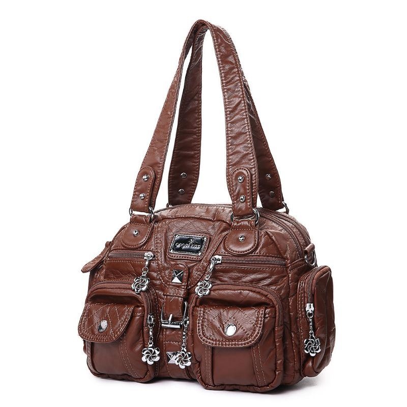 Angel Kiss Kobiety Miękka Skóra Multi-kieszeni Torba Motocyklowa Torba Na Ramię Torba Crossbody Torebka