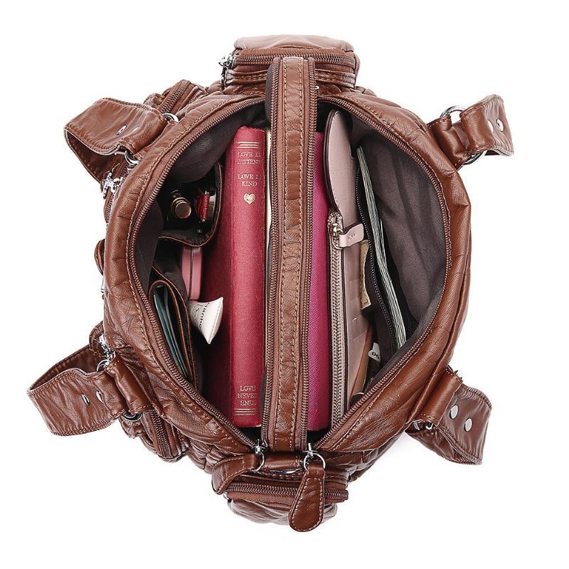Angel Kiss Kobiety Miękka Skóra Multi-kieszeni Torba Motocyklowa Torba Na Ramię Torba Crossbody Torebka