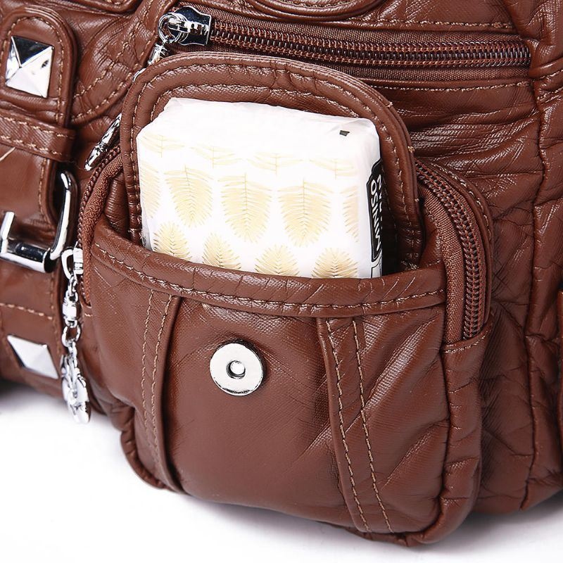 Angel Kiss Kobiety Miękka Skóra Multi-kieszeni Torba Motocyklowa Torba Na Ramię Torba Crossbody Torebka