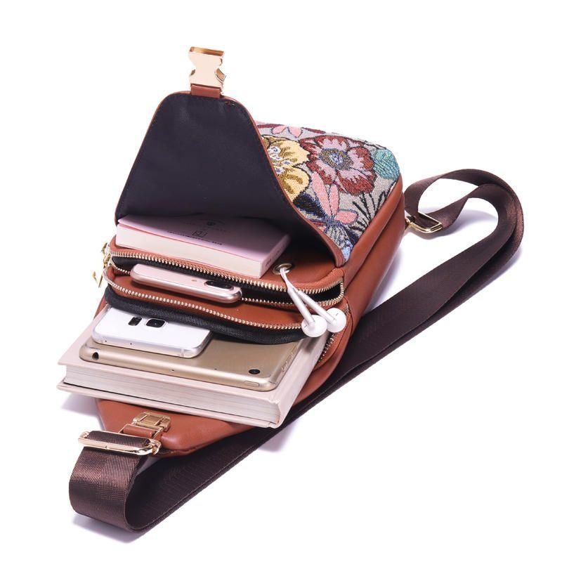 Damska Haftowana Kwiecista Torba Na Klatkę Piersiowa Vintage National Crossbody Bag
