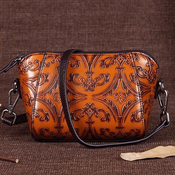 Damska Torba Na Ramię Z Prawdziwej Skóry W Stylu Retro Z Radełkowaniem