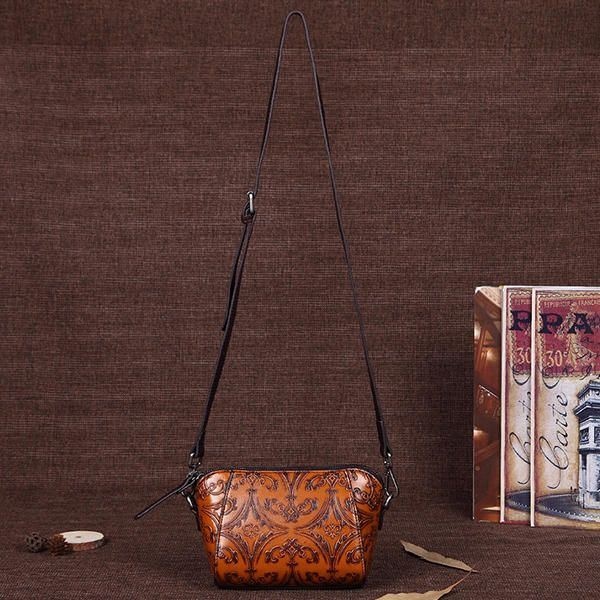 Damska Torba Na Ramię Z Prawdziwej Skóry W Stylu Retro Z Radełkowaniem