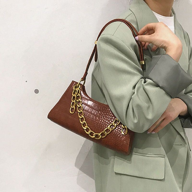 Damski Wzór Krokodyla Elegancka Łańcuszkowa Torba Na Ramię Crossbody