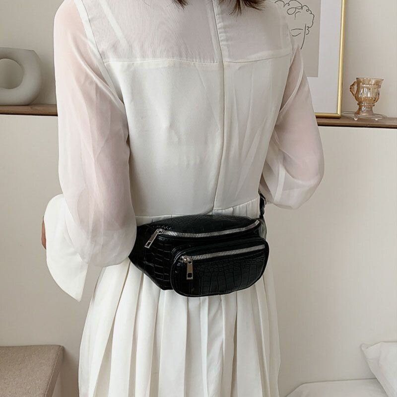 Kobiety Alligator Croc Pattern Chains Torba Z Paskiem Na Klatkę Piersiową Z Wieloma Nogawkami Torba Crossbody