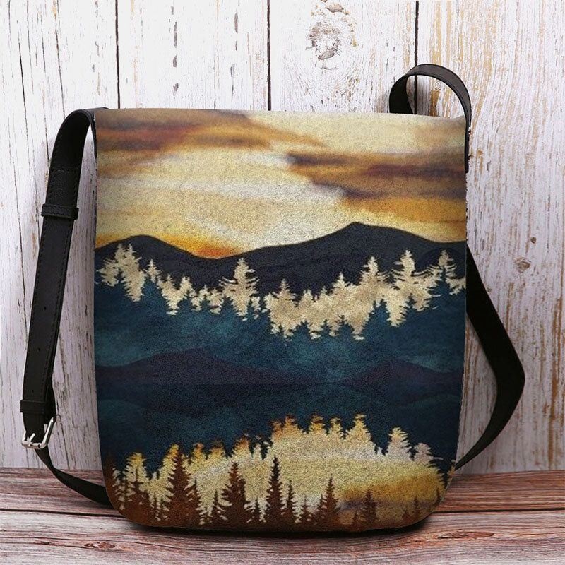 Kobiety CZuły Górski Wzór Nadruku Na Wierzchołek Drzewa Casual Outdoor Torba Na Ramię Crossbody Bag