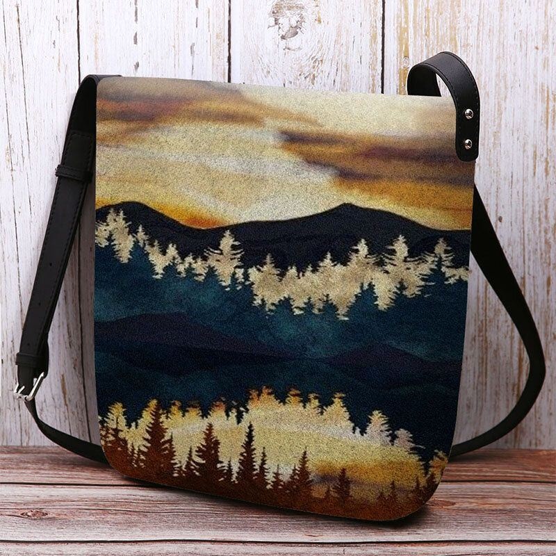 Kobiety CZuły Górski Wzór Nadruku Na Wierzchołek Drzewa Casual Outdoor Torba Na Ramię Crossbody Bag