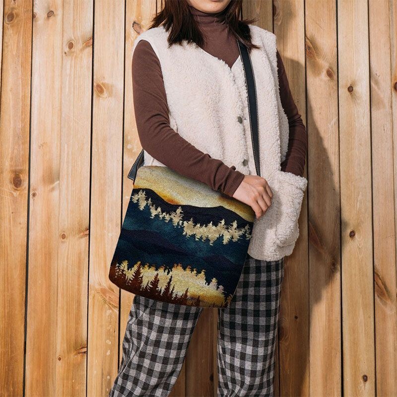 Kobiety CZuły Górski Wzór Nadruku Na Wierzchołek Drzewa Casual Outdoor Torba Na Ramię Crossbody Bag