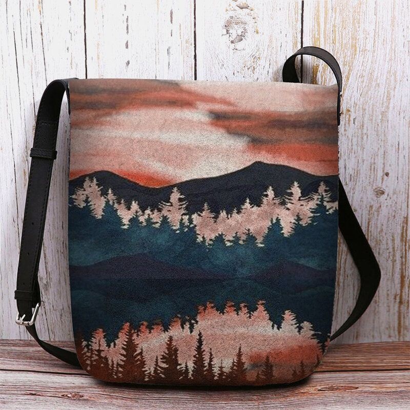 Kobiety CZuły Górski Wzór Nadruku Na Wierzchołek Drzewa Casual Outdoor Torba Na Ramię Crossbody Bag