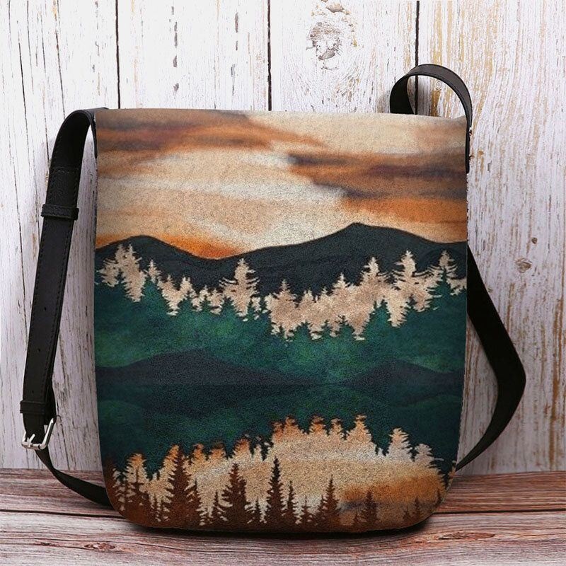 Kobiety CZuły Górski Wzór Nadruku Na Wierzchołek Drzewa Casual Outdoor Torba Na Ramię Crossbody Bag