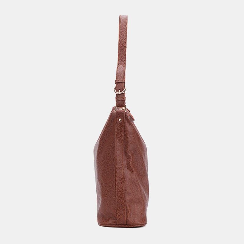 Kobiety Faux Leather Jednolity Kolor Duża Pojemność Miękka Torba Na Wiadro Torba Crossbody Torba Na Ramię