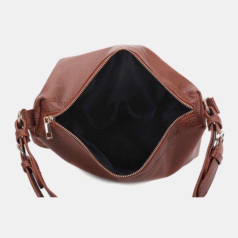 Kobiety Faux Leather Jednolity Kolor Duża Pojemność Miękka Torba Na Wiadro Torba Crossbody Torba Na Ramię