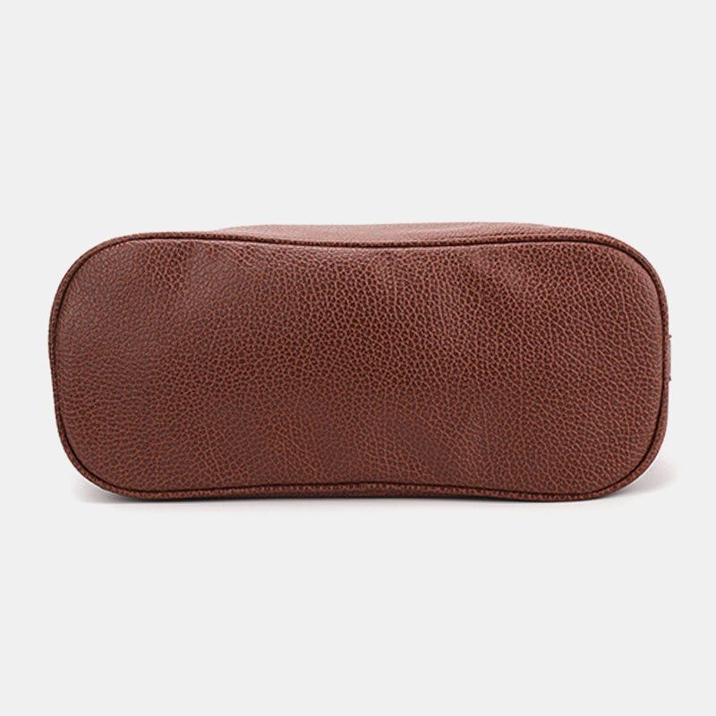 Kobiety Faux Leather Jednolity Kolor Duża Pojemność Miękka Torba Na Wiadro Torba Crossbody Torba Na Ramię