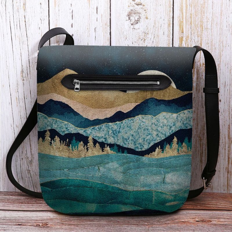 Kobiety Felt Mountain Treetop Krajobraz Print Bag Torba Crossbody Torba Na Ramię