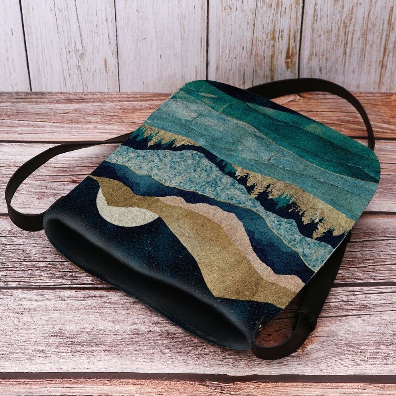 Kobiety Felt Mountain Treetop Krajobraz Print Bag Torba Crossbody Torba Na Ramię