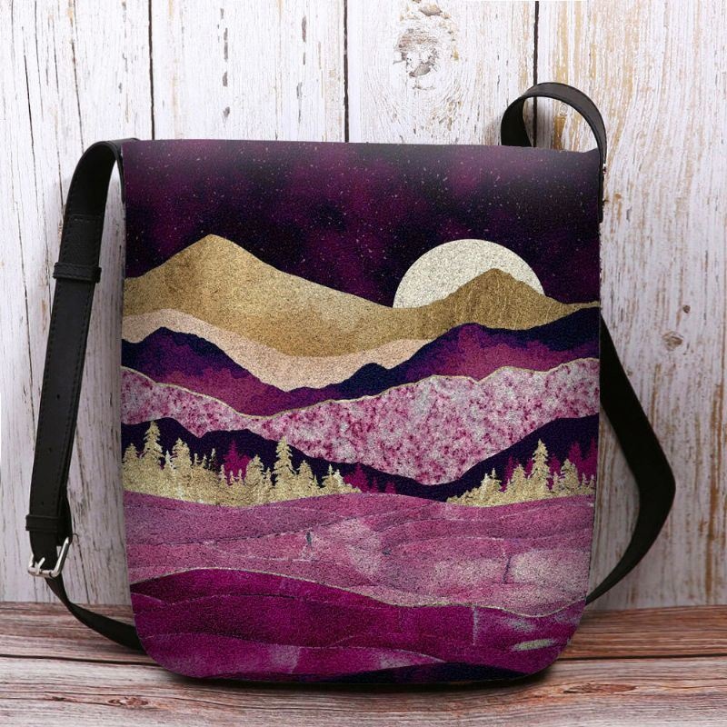 Kobiety Felt Mountain Treetop Krajobraz Print Bag Torba Crossbody Torba Na Ramię