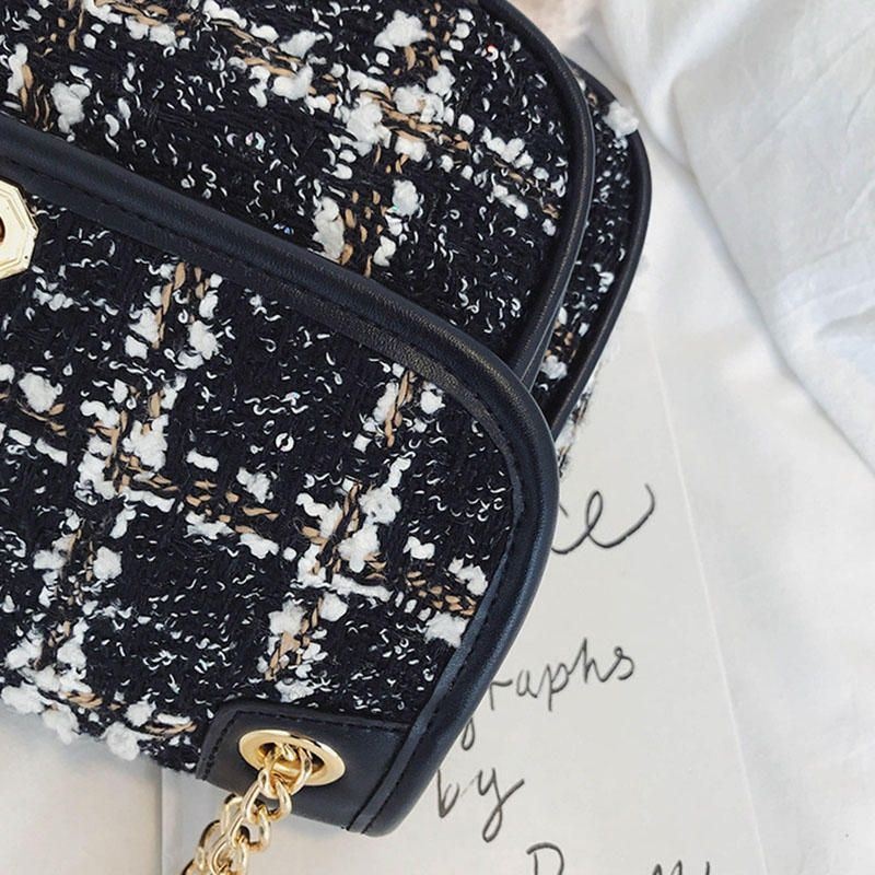 Kobiety Mix Kolorów Tkana Wełniana Torba W Stylu Vintage Łańcucha Kopertówka Torba Crossbody