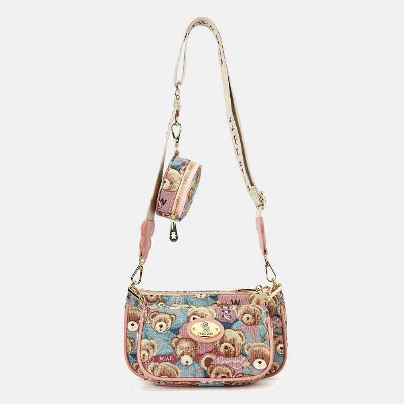 Kobiety Niedźwiedź Wzór Dorywczo 3 Sztuk Portfel Torba Crossbody