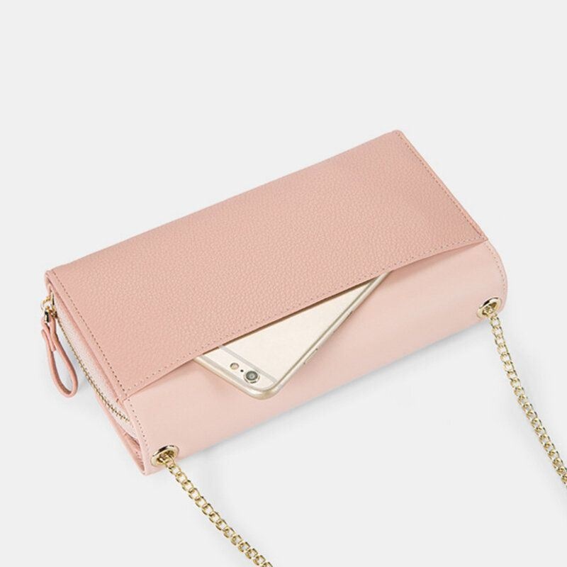 Kobiety Pu Łańcuchy 6.3 Cala Telefon Solid Letter Crossbody Bag