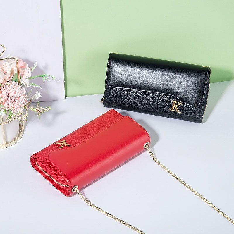 Kobiety Pu Łańcuchy 6.3 Cala Telefon Solid Letter Crossbody Bag