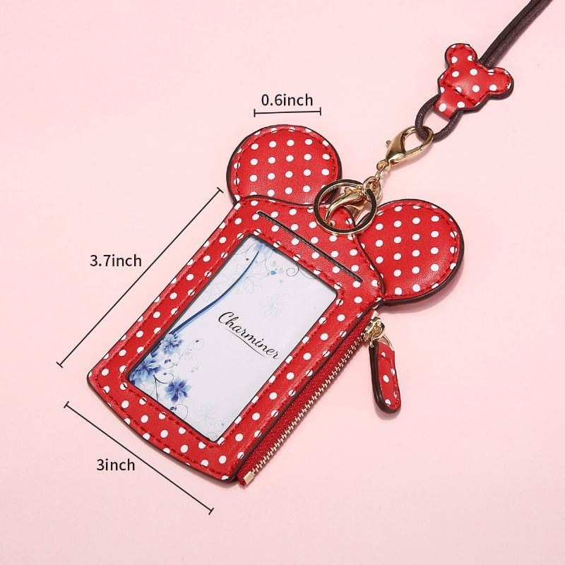 Kobiety Pu Leather Mouse Kształt Polka Dot Wzór Multi-card Slot Card Holder Portmonetka Torby Crossbody