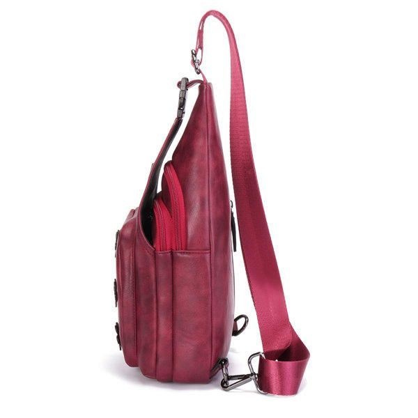 Kobiety Vintage Casual Faux Leather Floral Torba Na Ramię Crossbody Torba Na Klatkę Piersiową