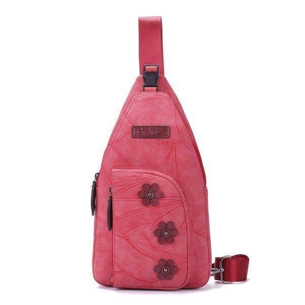 Kobiety Vintage Casual Faux Leather Floral Torba Na Ramię Crossbody Torba Na Klatkę Piersiową