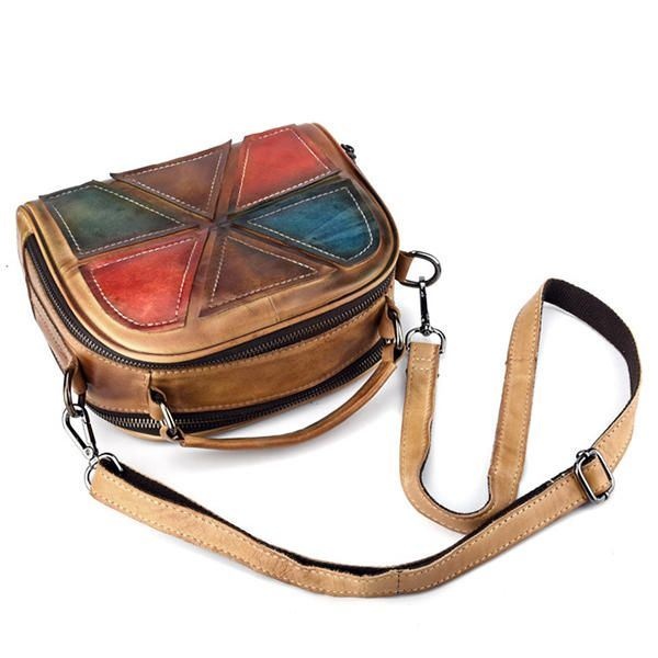 Kobiety Vintage Prawdziwej Skóry Ręcznie Robione Pędzle Kolorowe Torebki Szwy Crossbody Torby