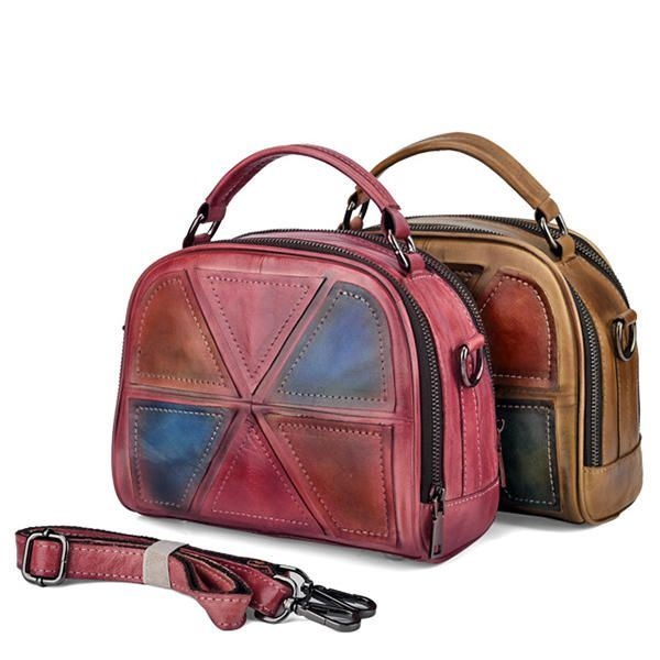 Kobiety Vintage Prawdziwej Skóry Ręcznie Robione Pędzle Kolorowe Torebki Szwy Crossbody Torby