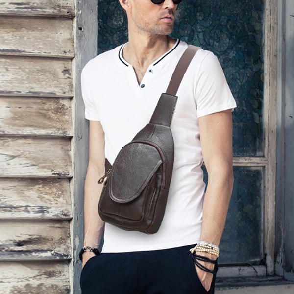 Mężczyźni Kobiety Skórzana Torba Na Klatkę Piersiową Moda Retro Casual Crossbody Torba Z 3 Kolorami