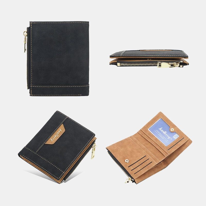 Baellerry Men Faux Leather Business Multi-slot Pionowy Suwak Slim Portfel Na Karty