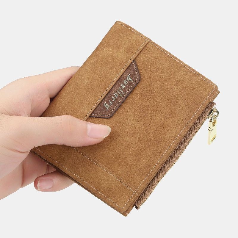Baellerry Men Faux Leather Business Multi-slot Pionowy Suwak Slim Portfel Na Karty