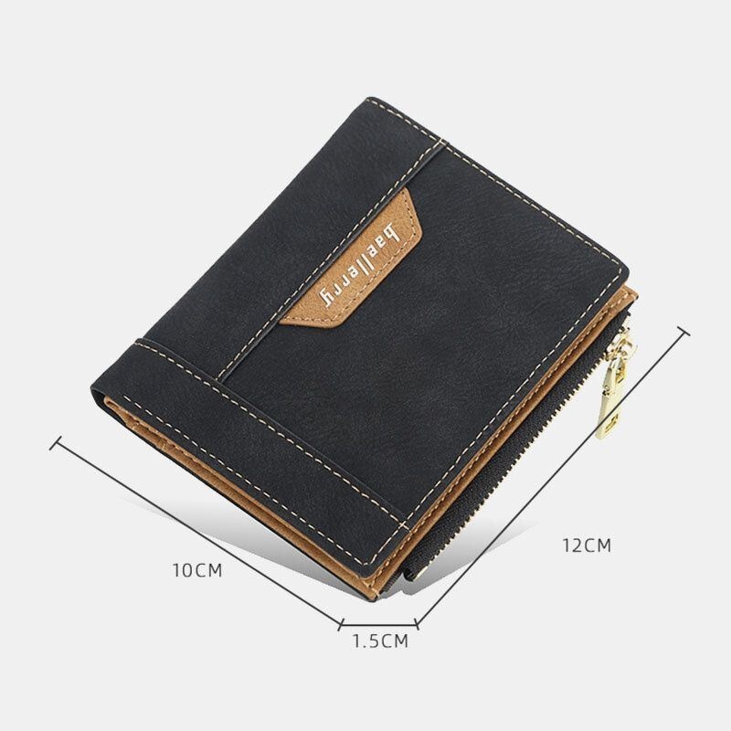 Baellerry Men Faux Leather Business Multi-slot Pionowy Suwak Slim Portfel Na Karty