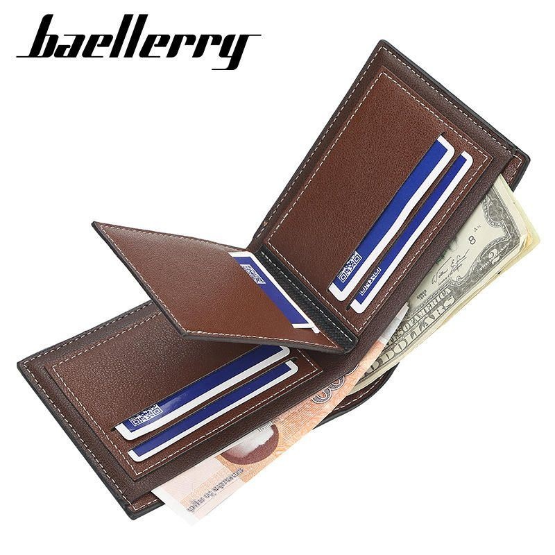 Baellerry Men Faux Leather Fashion Business Casual Portfel Z 6 Miejscami Na Karty