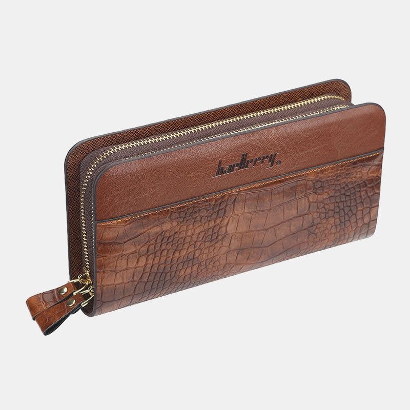 Baellerry Men Faux Leather Long Zipper Phone Bag Portfel Sprzęgła Torba Dla Biznesu