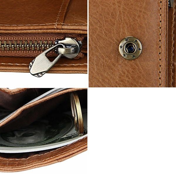 Blokowanie Męskiego Portfela Składanego Z Prawdziwej Skóry W Stylu Vintage Slim Etui Na Karty Worek Na Pieniądze