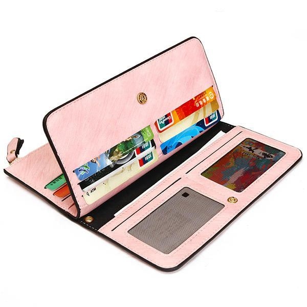Kobiety Pu Leather Vintage Retro Funkcjonalny Portfel Na Co Dzień Na Karty Ze Sprzęgłem