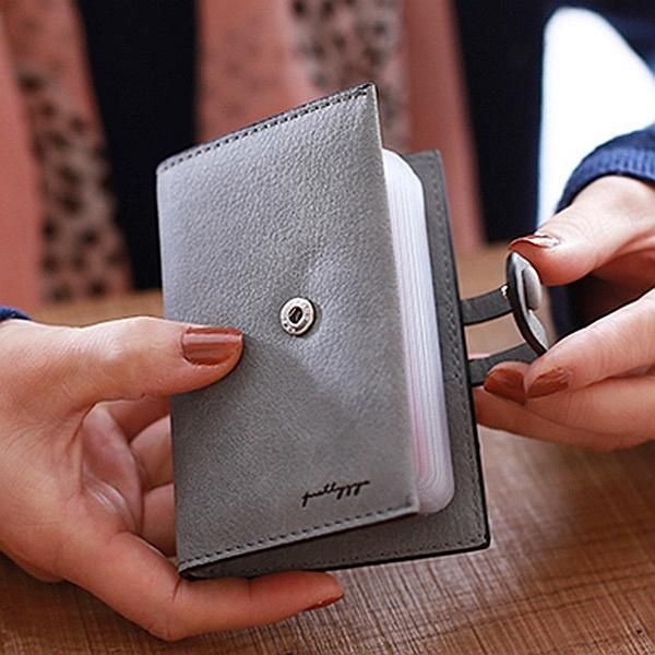 Kobiety Pu Solidny Krótki Portfel 20 Etui Na Karty Zwięzłe