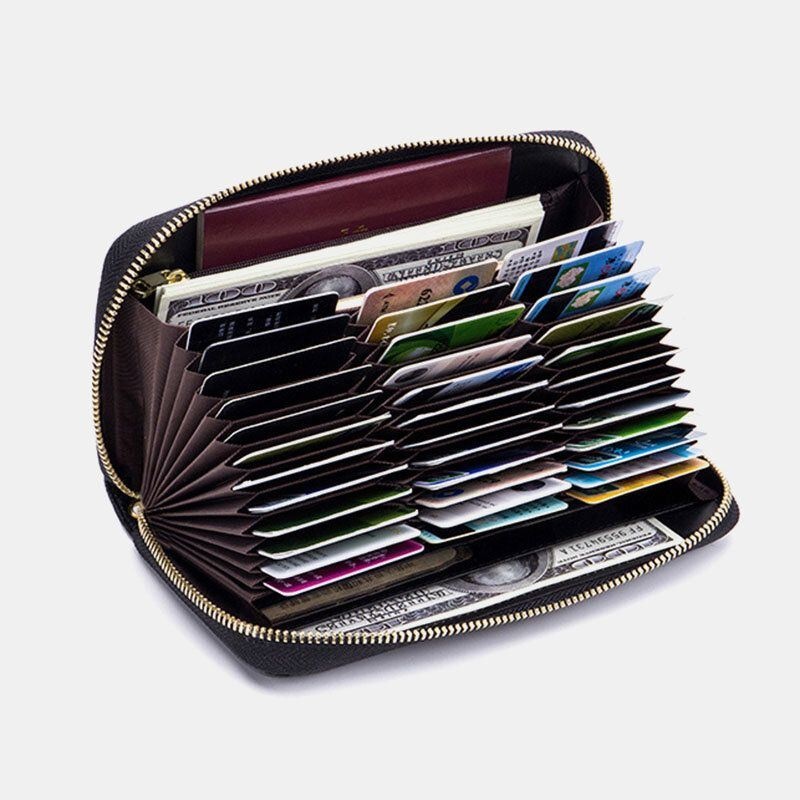 Kobiety Z Prawdziwej Skóry Organ Design Multi-card Slot Clutch Portmonetka Długi Portfel